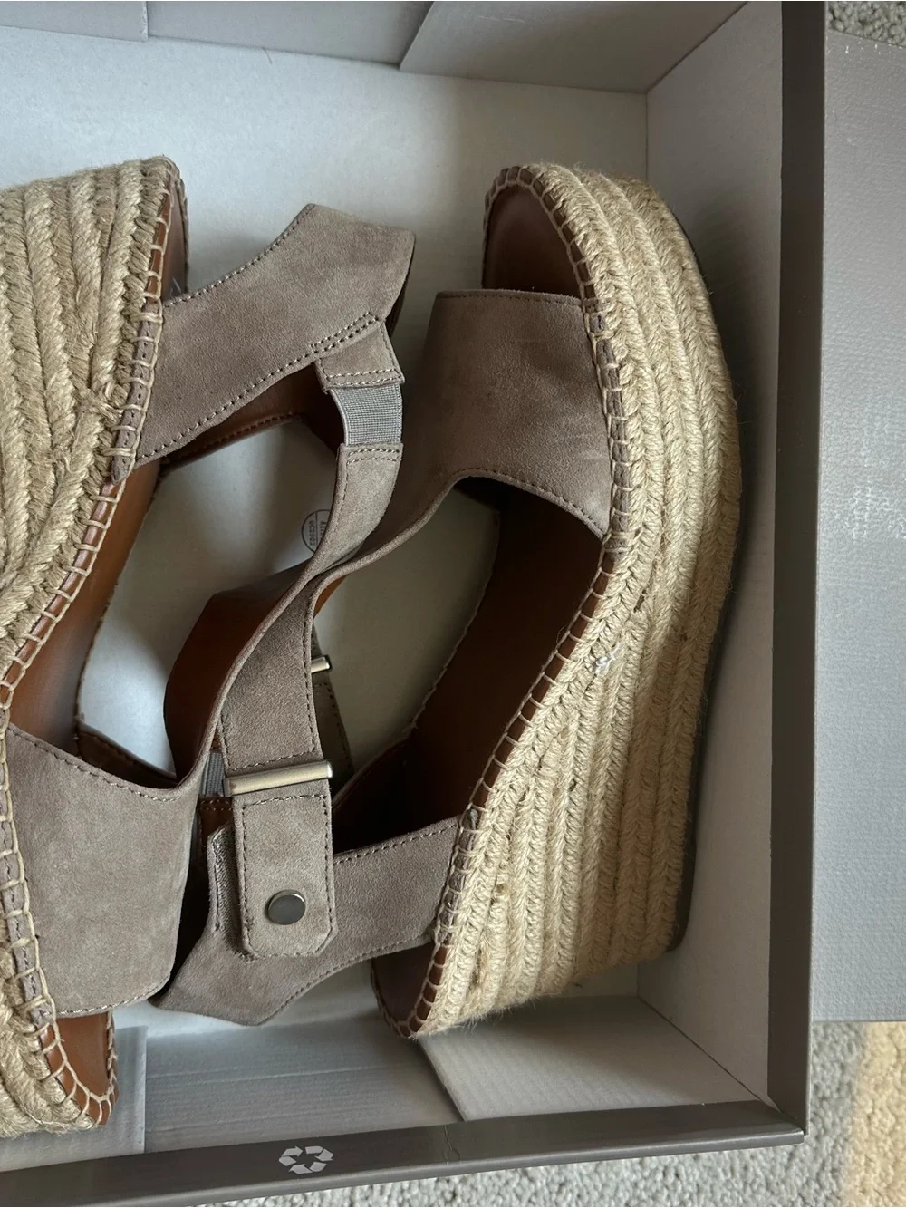 Franco Sarto Taupe Suede Espadrille Wedge Sandals